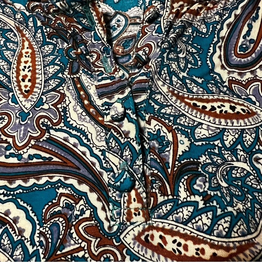 Papillon Teal and Brown Paisley Dress Size Medium - Picture 11 of 14